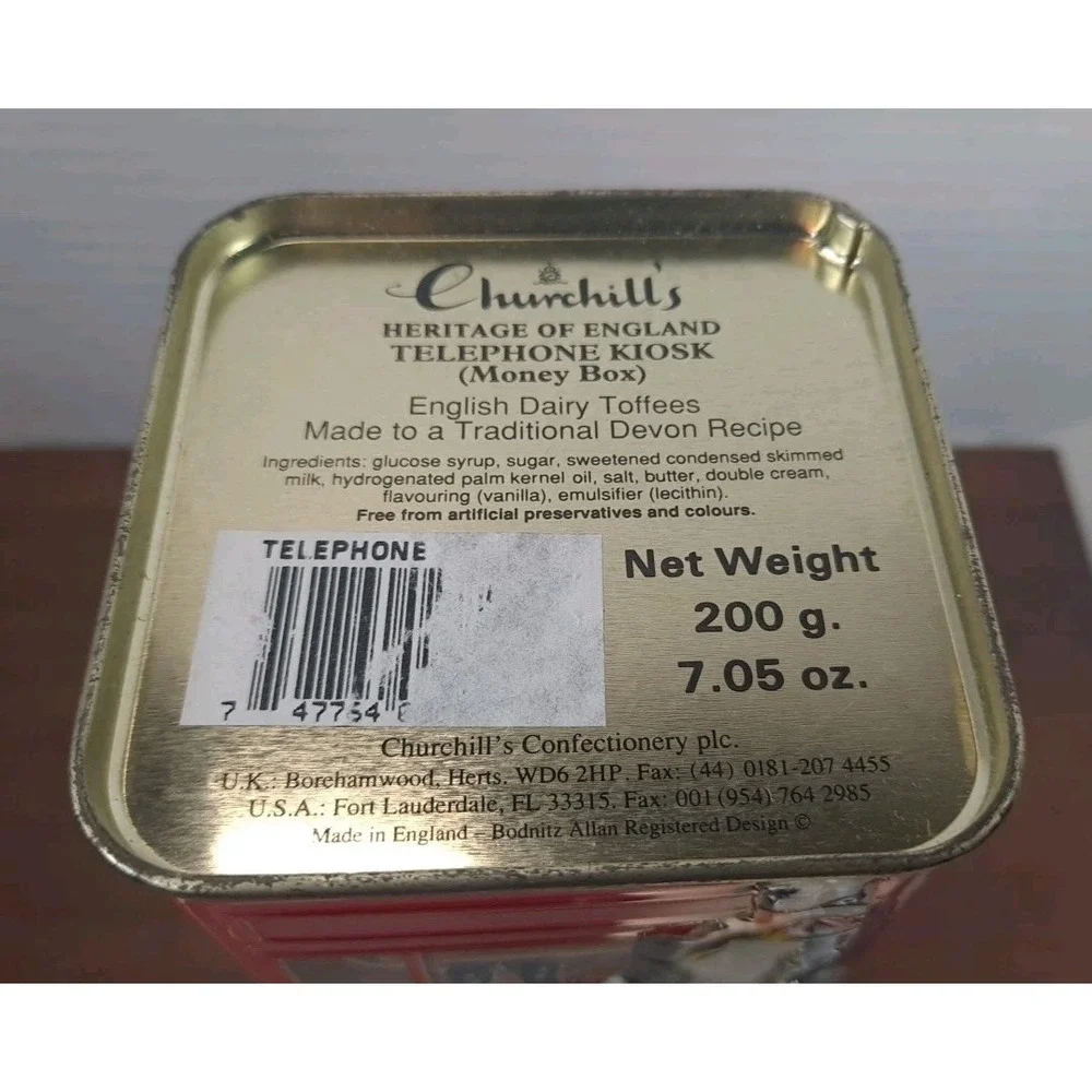 Vtg Churchill Heritage Of England Telephone Kiosk Money Tin Bank Made In England